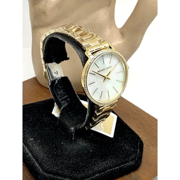 Michael Kors Women's Watch MK1065SET Quartz Mother of Pearl Dial Gold St… - Picture 2 of 14